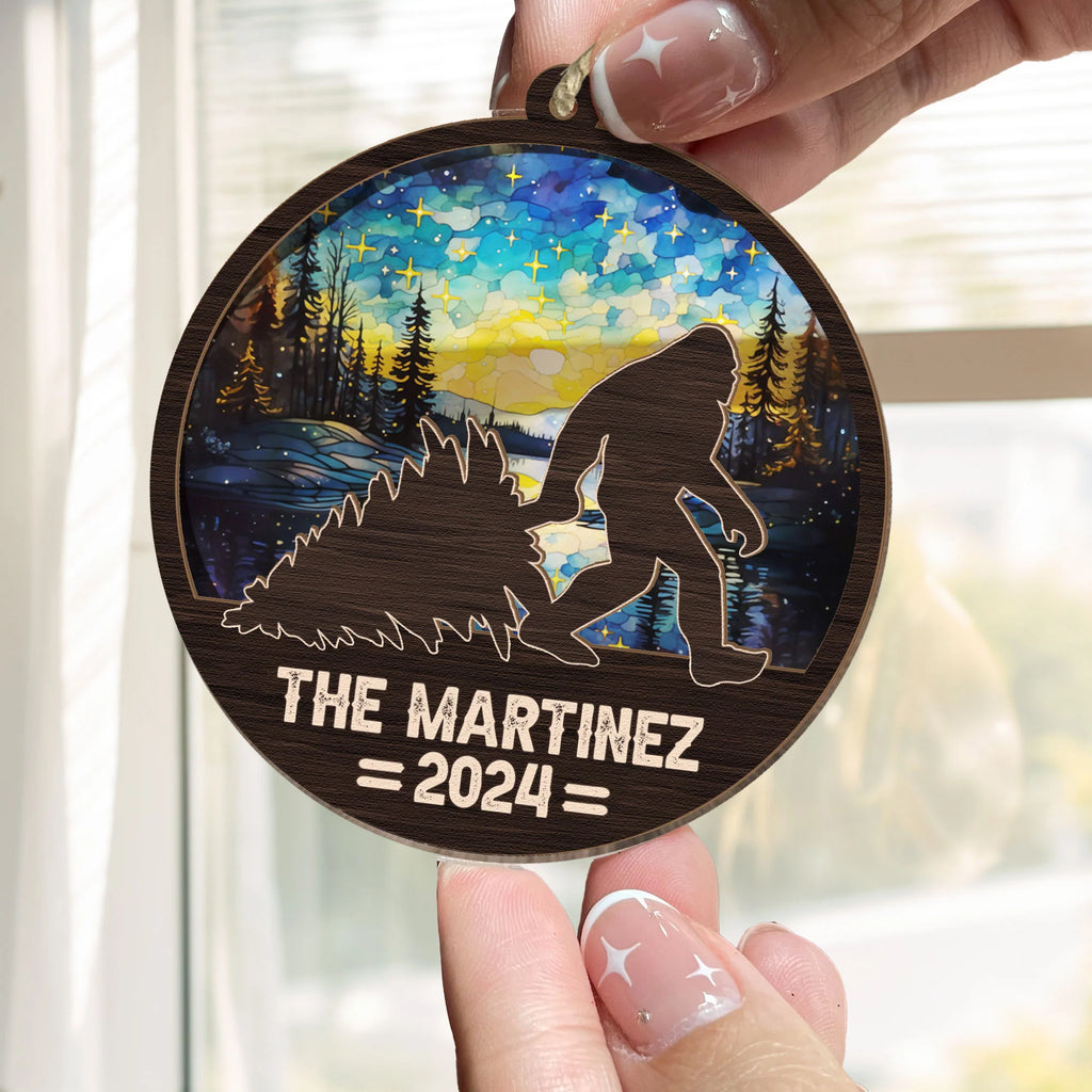 Bigfoot Christmas 2026 - Personalized Suncatcher Ornament