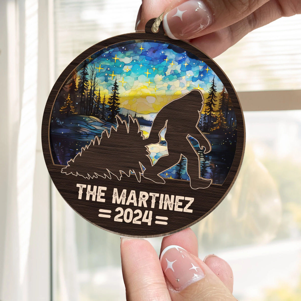 Bigfoot Christmas 2026 - Personalized Suncatcher Ornament