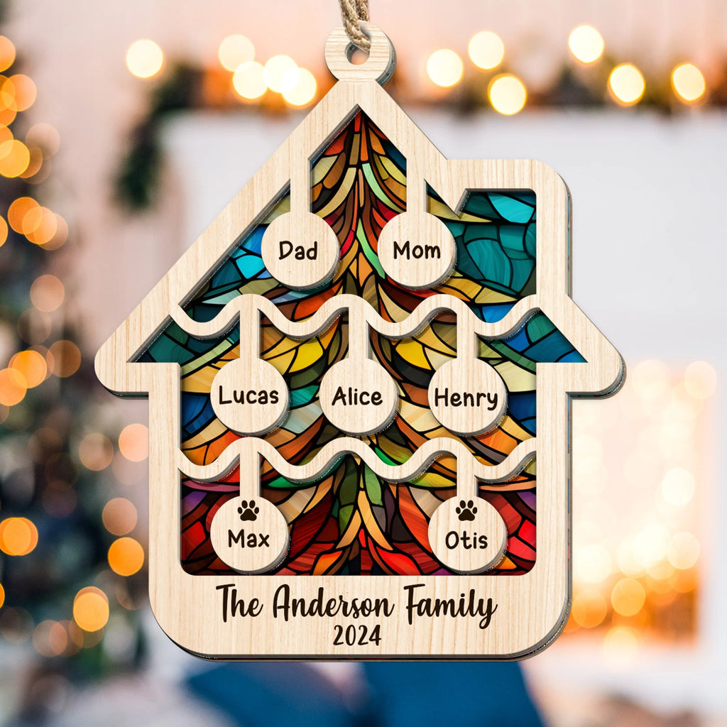 Our Family At Christmas 2026 - Personalized Suncatcher Ornament