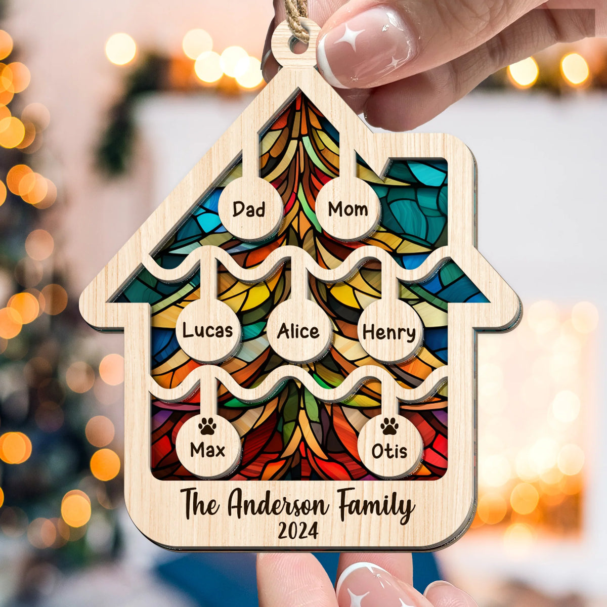Our Family At Christmas 2026 - Personalized Suncatcher Ornament