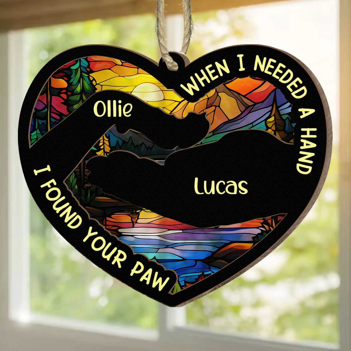 When I Needed A Hand, I Found Your Paw - Personalized Suncatcher Ornament