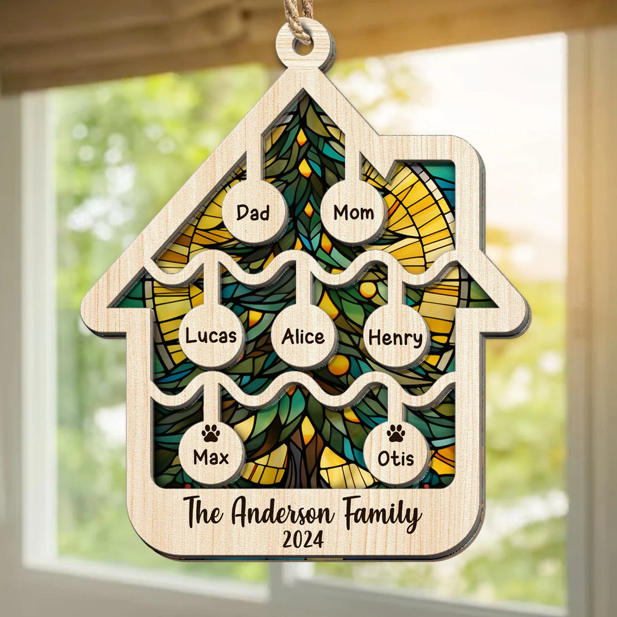 Our Family At Christmas 2026 - Personalized Suncatcher Ornament