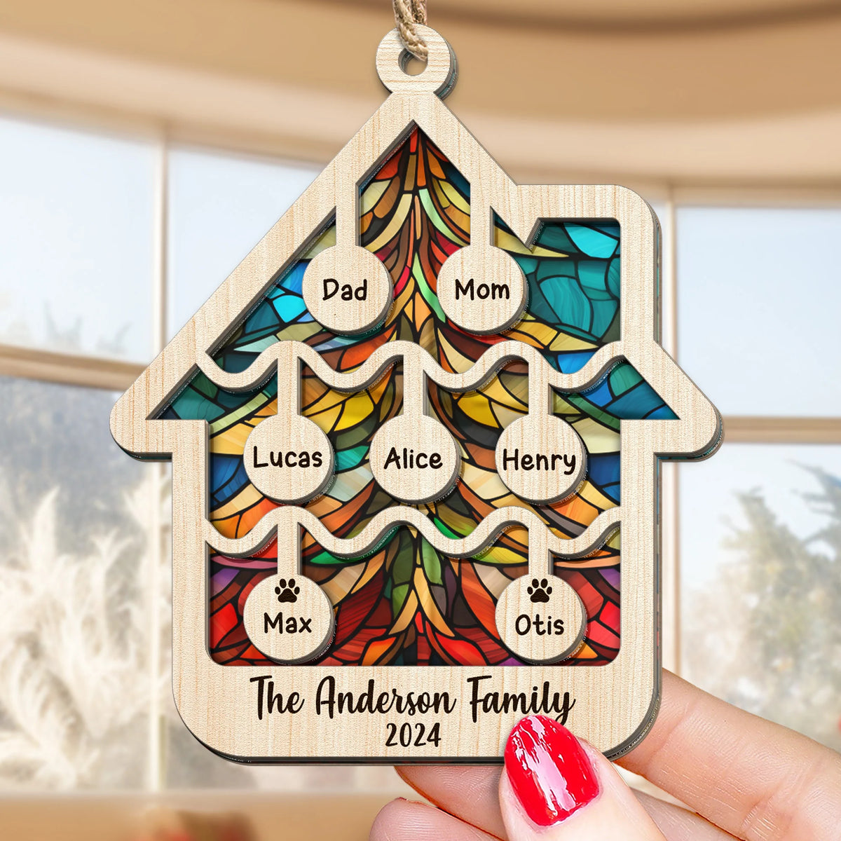 Our Family At Christmas 2026 - Personalized Suncatcher Ornament