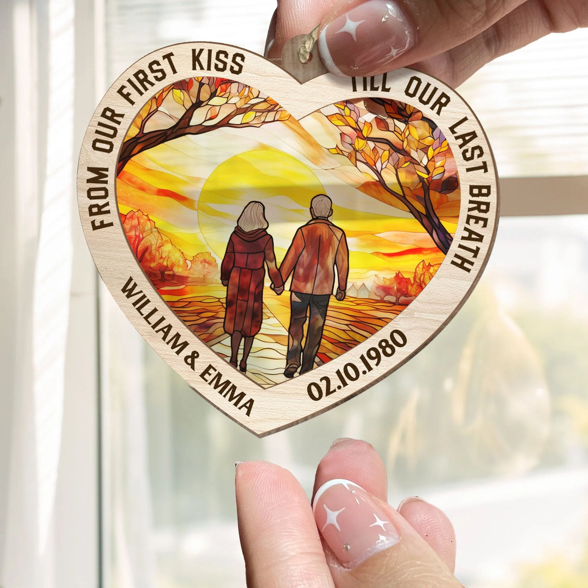 Grow Old With Me The Best Is Yet To Be Anniversary - Personalized Suncatcher Ornament