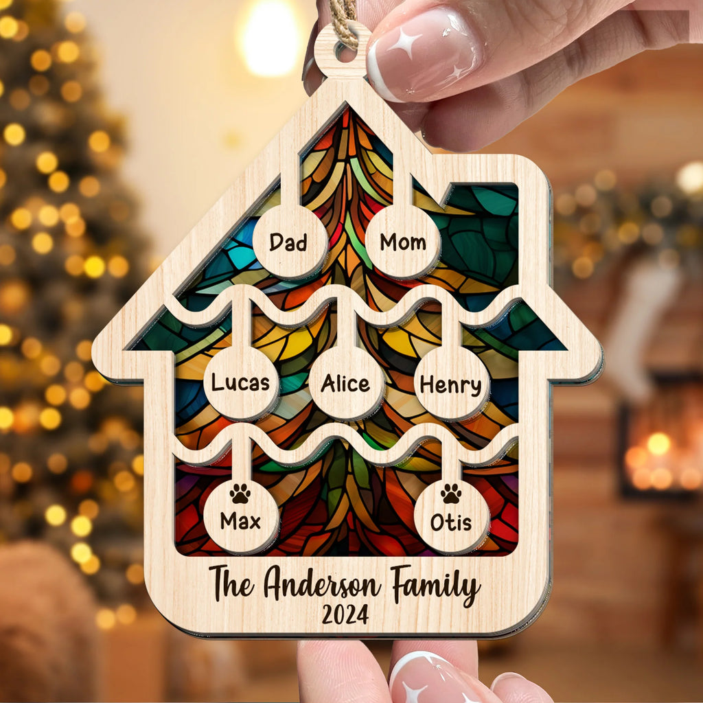 Our Family At Christmas 2026 - Personalized Suncatcher Ornament
