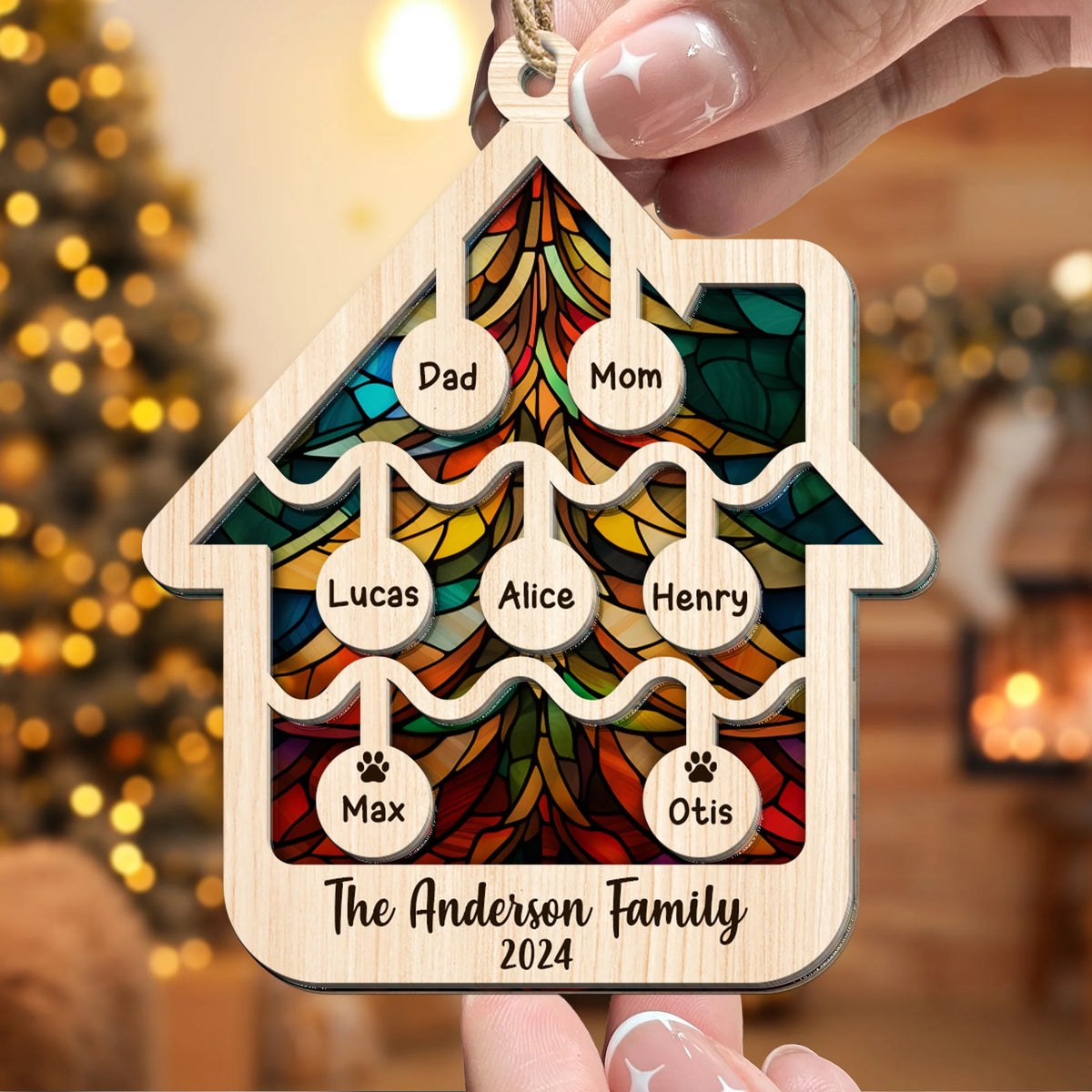 Our Family At Christmas 2026 - Personalized Suncatcher Ornament
