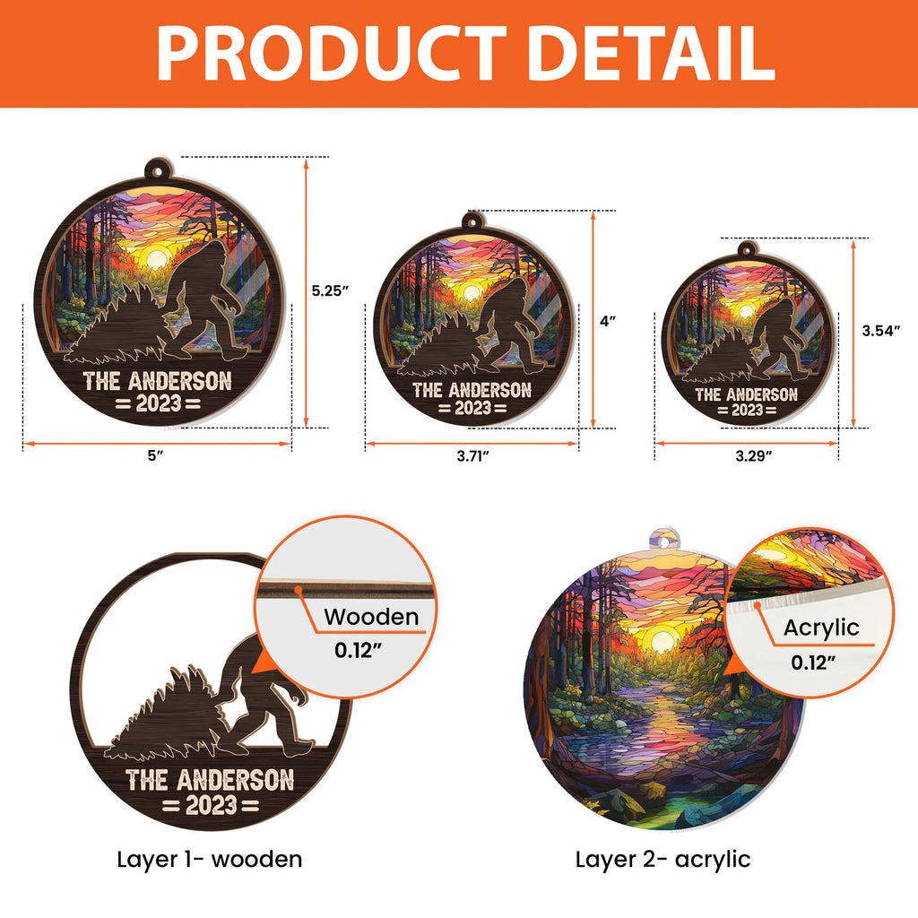 Bigfoot Christmas 2026 - Personalized Suncatcher Ornament