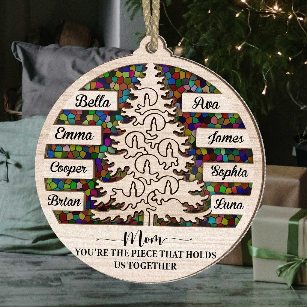 Mom Holds Us Together - Personalized Suncatcher Ornament